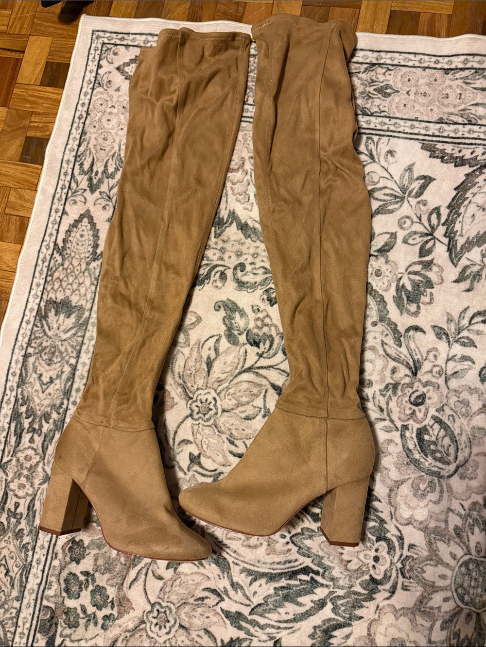 H&M Tan Over-the-Knee Block Heel Boots